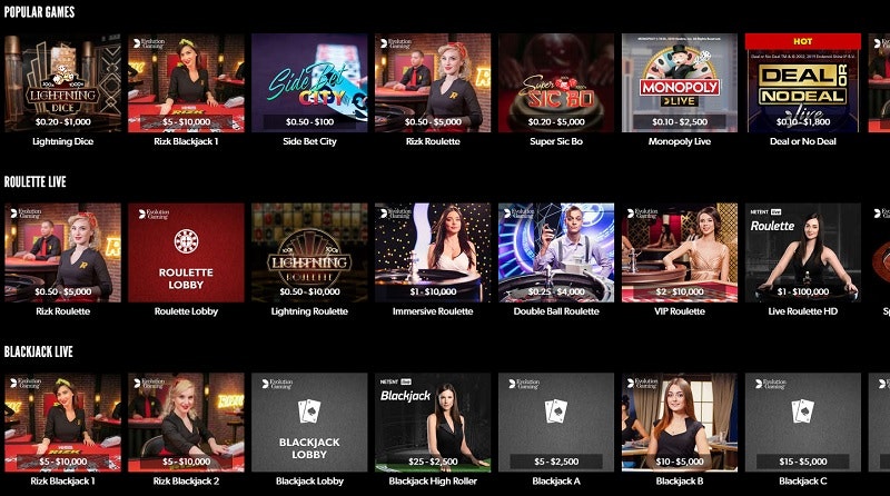 Rizk Club Boasts Exclusive Live Casino Tables