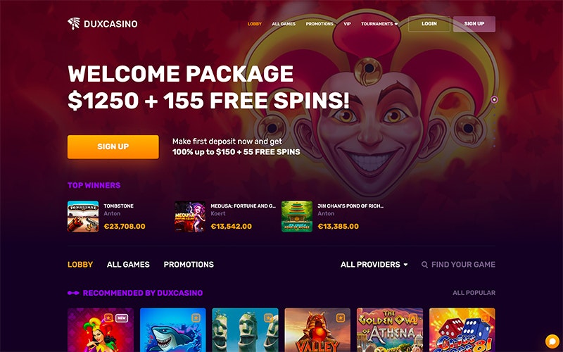 Dux Casino » Get C$1250 Bonus + Free Spins